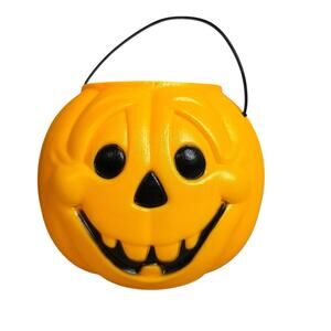 Vintage GENERAL FOAM Blow Mold Jack-O-Lantern Pumpkin Candy Bucket Pail USA